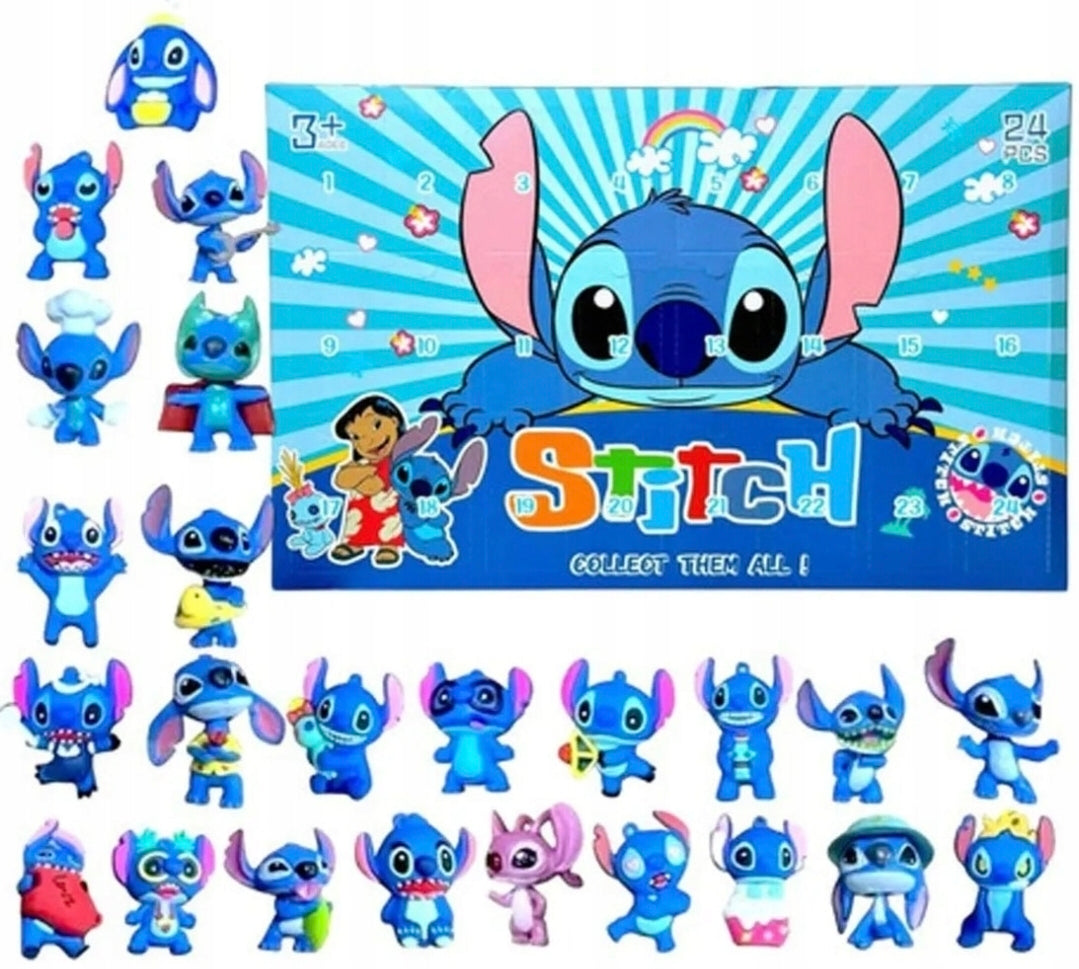 Advento kalendorius su figūrėlėmis vaikams Stitch 2025 – kalėdinė dovana su 24 siurprizais