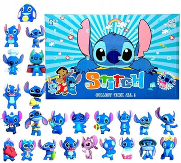 Advento kalendorius su figūrėlėmis vaikams Stitch 2025 – kalėdinė dovana su 24 siurprizais
