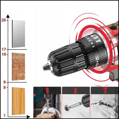 XMaster Gręžtuvas-suktuvas su įrankių rinkiniu + 2x AKU 21V