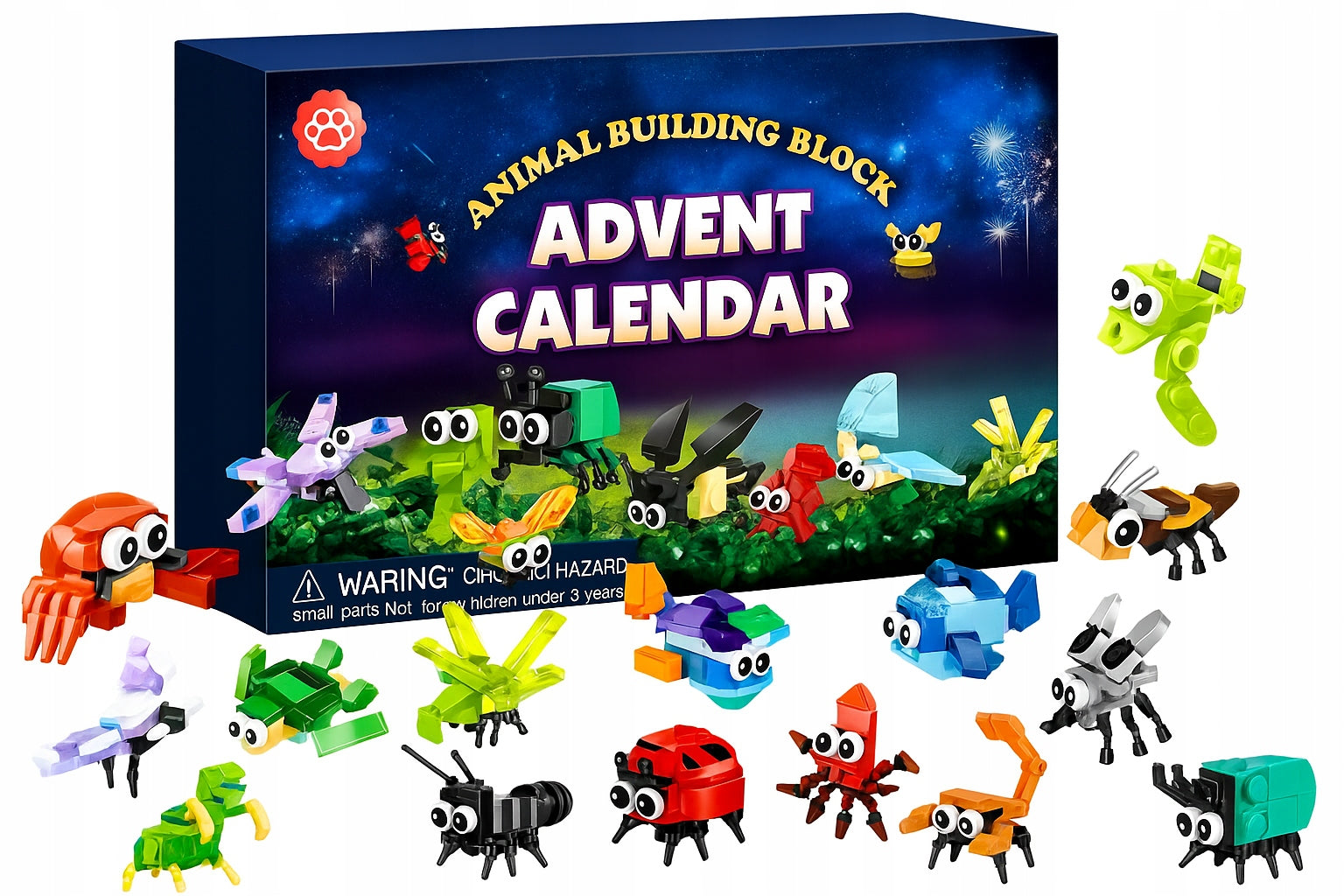 Vaikų advento kalendorius su vabzdžių ir gyvūnų figūrėlėmis bei konstruktoriaus detalėmis – Kalėdinė dovana mažajam tyrinėtojui