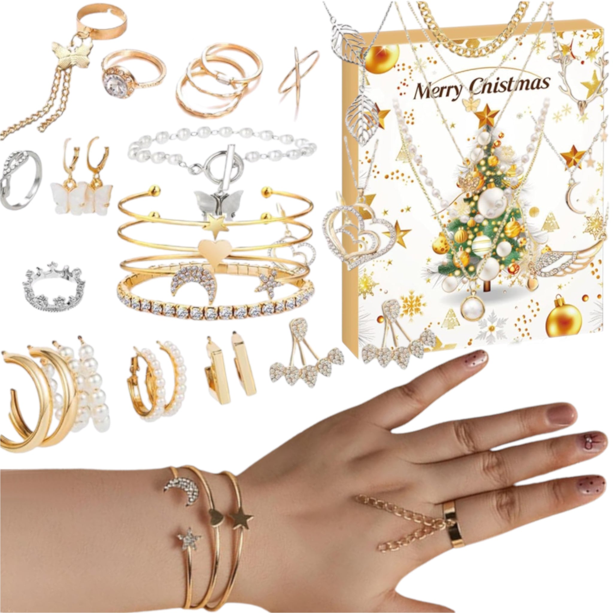 Advento kalendorius su papuošalais moterims 2025 – 24 dienos elegancijos ir spindesio