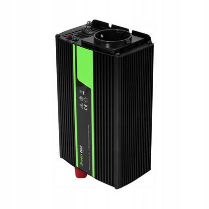 Automobilinis įtampos keitiklis (inverteris) 12v → 230v, 500w / 1000w, modifikuota sinuso banga, su USB – Green Cell