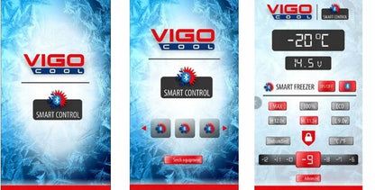 Nešiojamas kompresorinis turistinis šaldytuvas VIGO COOL 40L, 12/24/230V, su šaldiklio funkcija, „Bluetooth“ valdymas