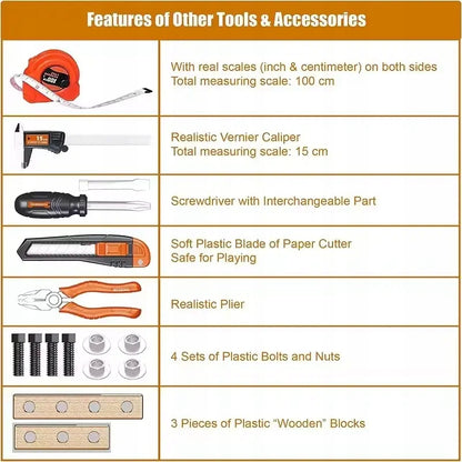 DIY Drill/Driver Tool Set for Kids with Bag Helmet