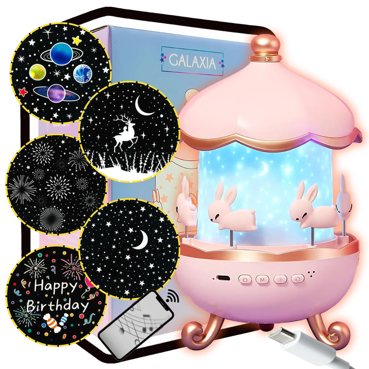 Naktinis projektorius „Sweet Bunny“ su Bluetooth