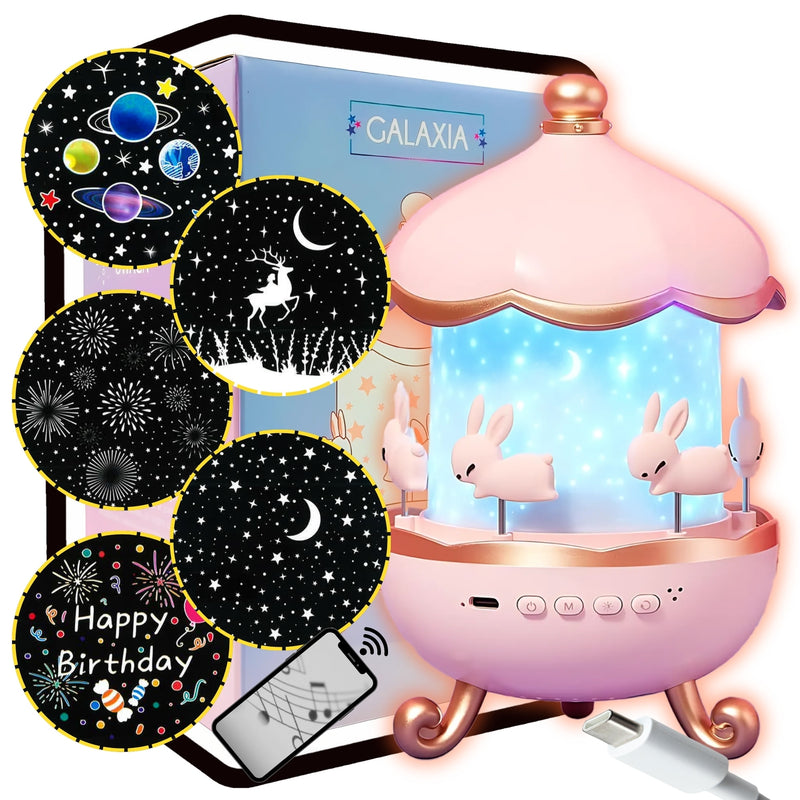Naktinis projektorius „Sweet Bunny“ su Bluetooth