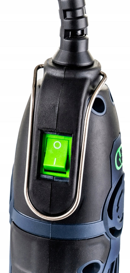 Mini universalus graviravimo–frezavimo–šlifavimo aparatas Wuber 200w su stovu ir priedais – XXL rinkinys