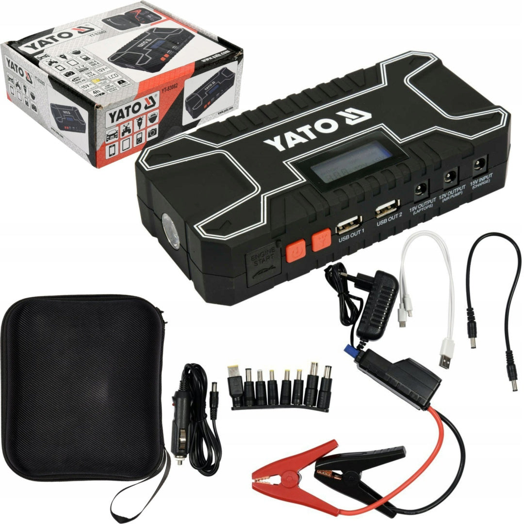 Automobilio paleidimo įrenginys ir išorinė baterija 12000 mAh su LCD ekranu YATO YT-83082