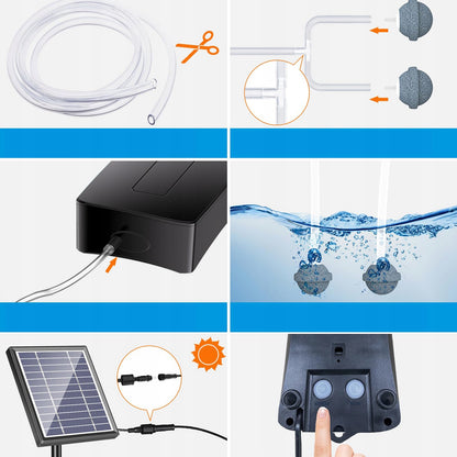 Nešiojamas saulės energija maitinamas tvenkinio aeratorius – 2.5w, 1l/min