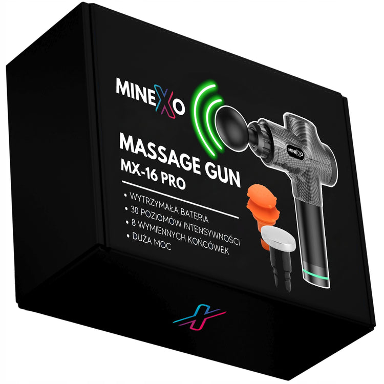 Masažo pistoletas „Minexo MX-01 Pro“, 8 antgaliai