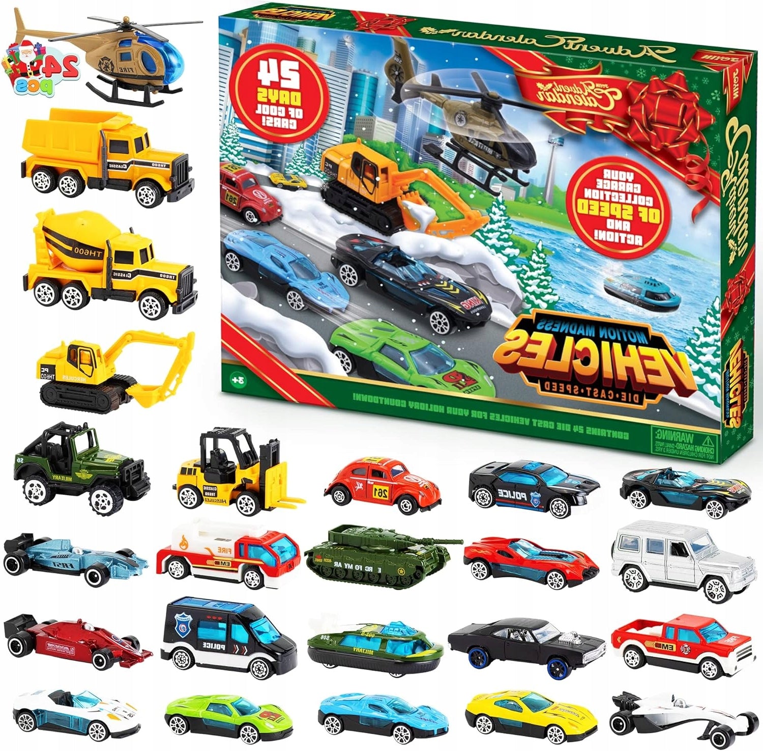Automobilių rinkinys vaikams 2025 - ADVENT CALENDAR CARS RACING SET