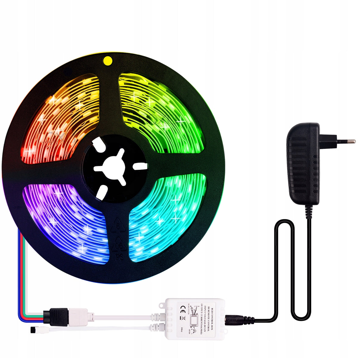 RGB SMD LED juosta - 5m su nuotolinio valdymo pultu ir maitinimo šaltiniu