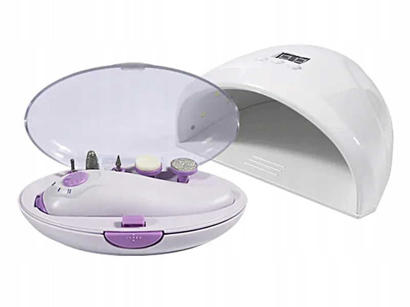 Manikiūro rinkinys su UV LED lempa ir 12 W freza
