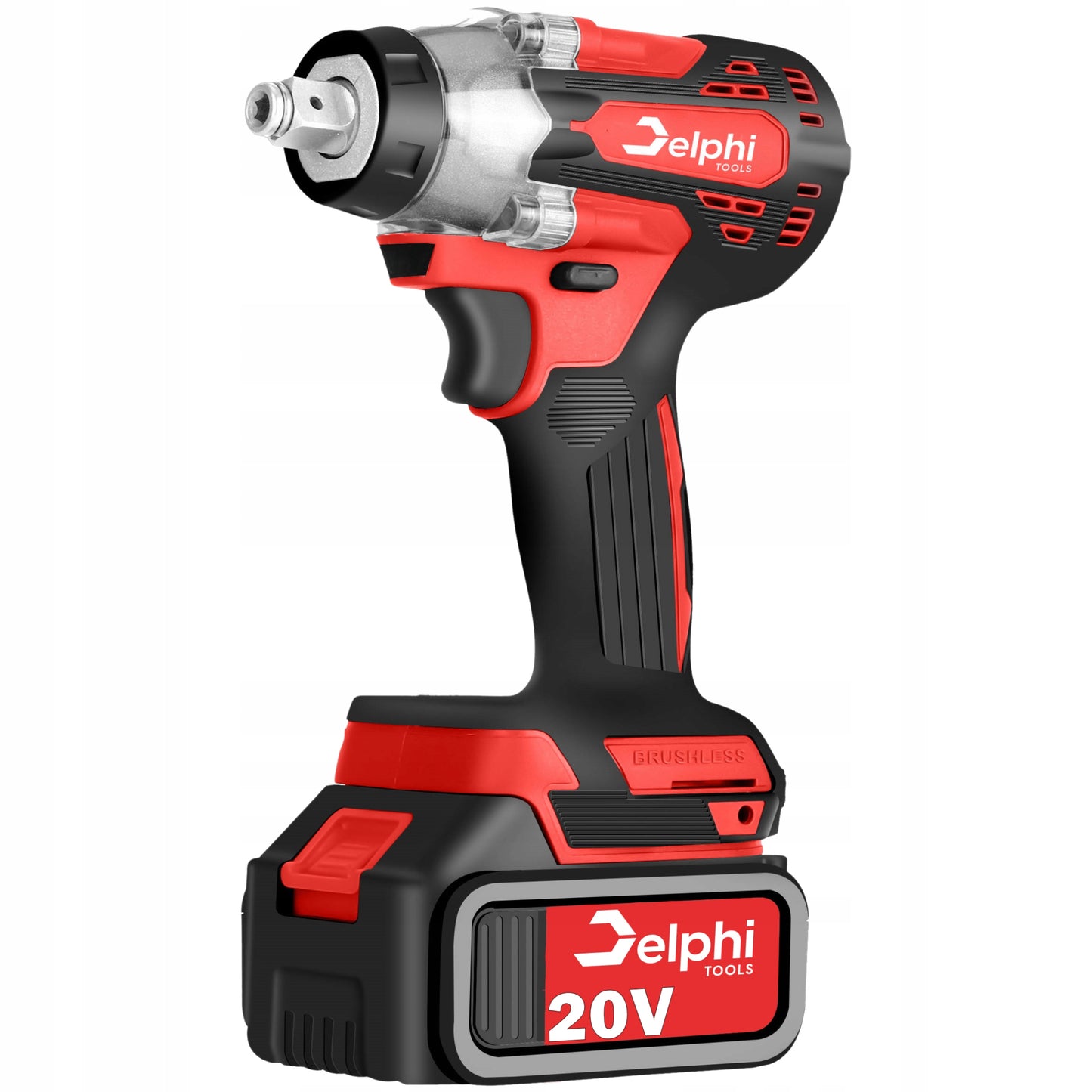 Akumuliatorinis bešepetėlinis smūginis raktas „Delphi Tools“ 20V, 1/2", 2 akumuliatoriai
