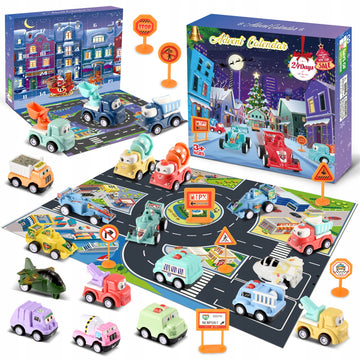 Advento kalendorius ATOPDREAM 2025 – 24 dienų automobilių žaislų rinkinys (28 elementai)