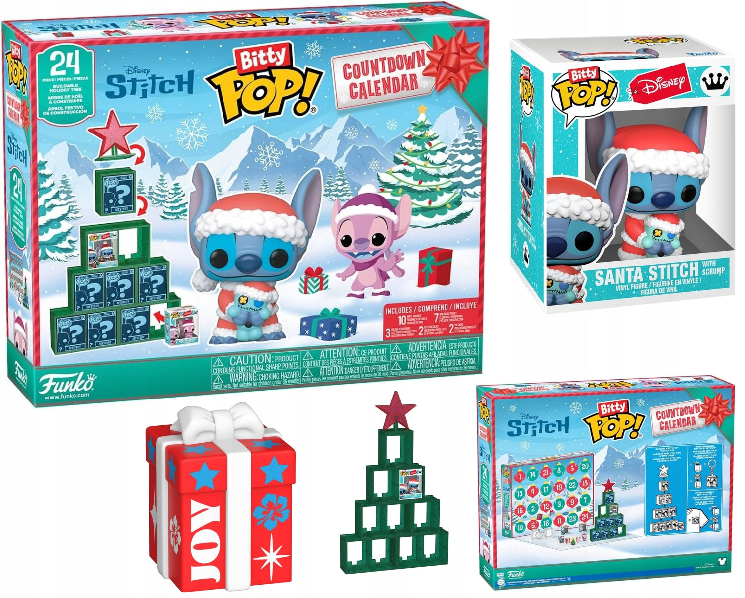 Advento kalendorius vaikams FUNKO POP! BITTY Stitch Holiday 2025 – kalėdinė dovana ir kolekcinis rinkinys