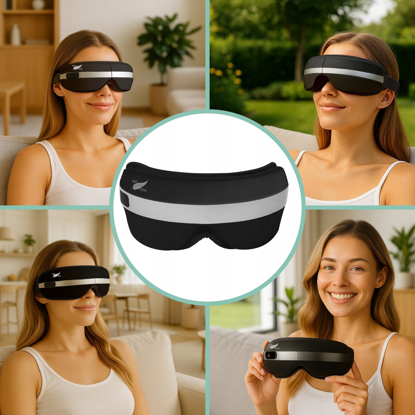 Išmanus akių masažuoklis Medi Sleep FD1818 su šildančiu kompresu, Bluetooth ir 4 masažo režimais