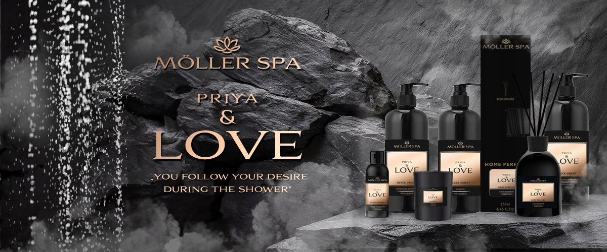 Priya & Love dovanų rinkinys – žvakė, difuzorius, dušo geliai ir kosmetika