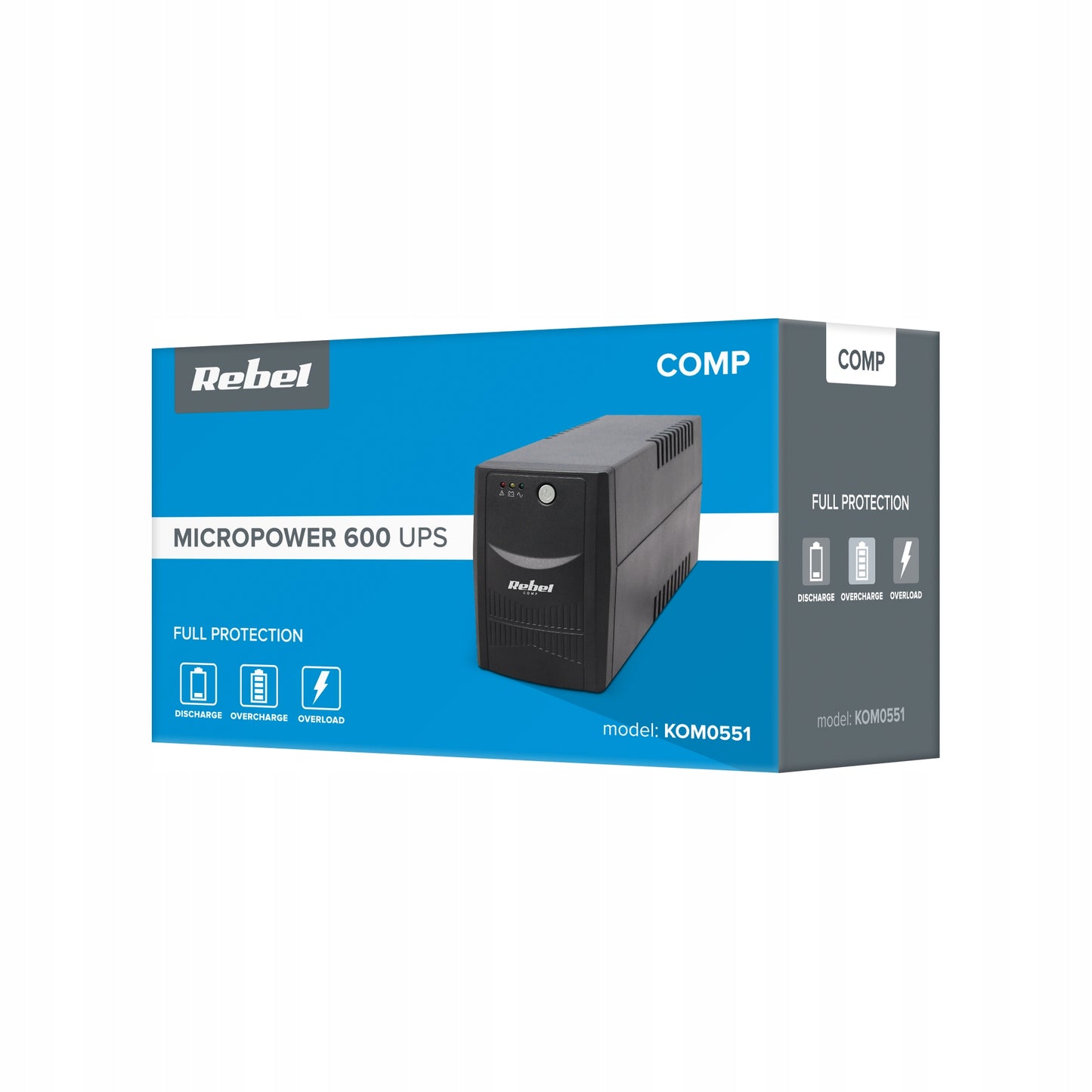 Nepertraukiamo maitinimo šaltinis (UPS) REBEL Micropower 600VA / 360W – patikima apsauga nuo netikėto elektros dingimo