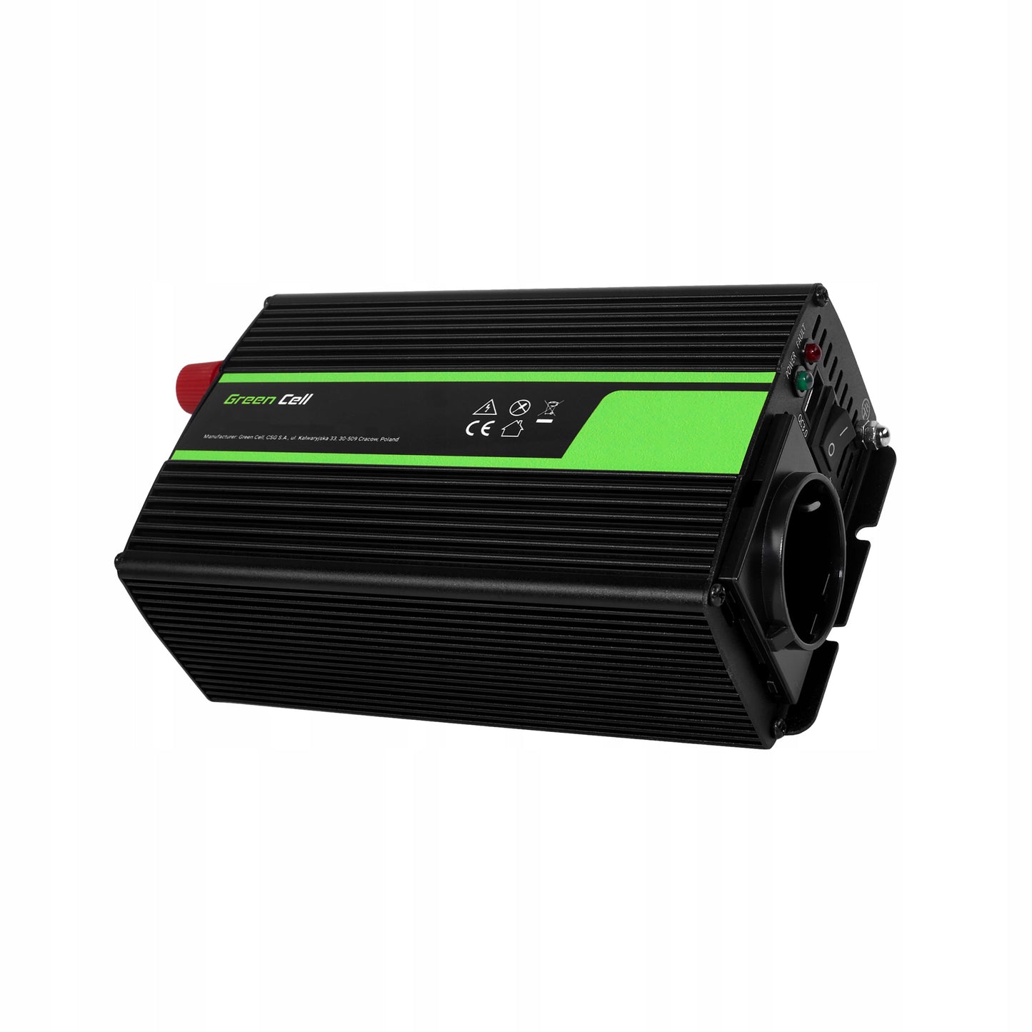 Automobilinis įtampos keitiklis (inverteris) 12v → 230v, 500w / 1000w, modifikuota sinuso banga, su USB – Green Cell