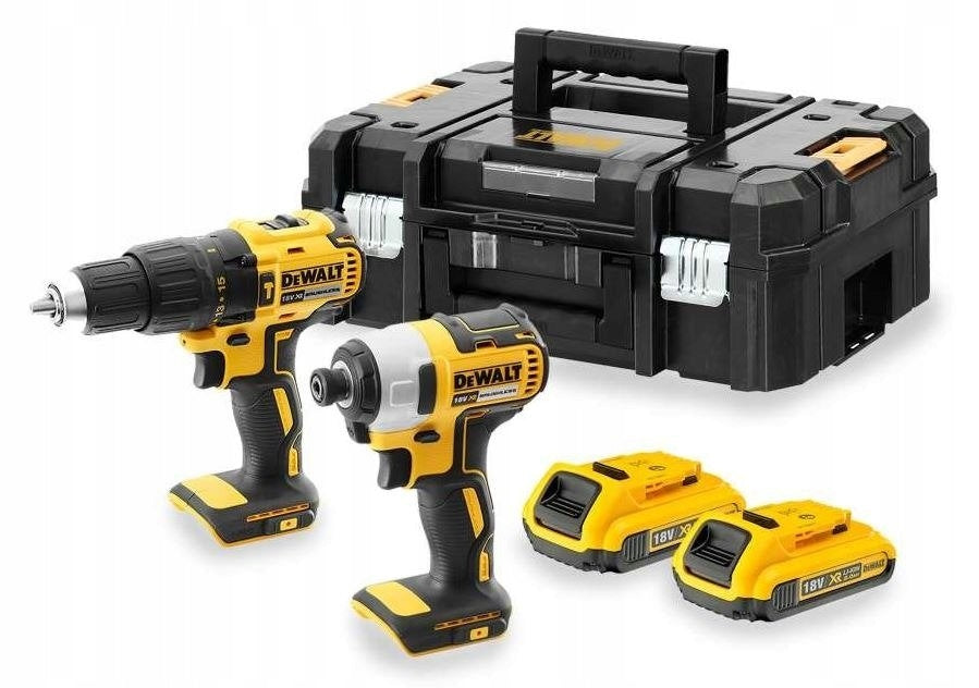 Kombinuotas įrankių rinkinys „DeWalt DCK2060D2T“ – gręžtuvas-suktuvas DCD778 ir smūginis suktuvas DCF787 su dviem 18V Li-Ion 2.0Ah akumuliatoriais