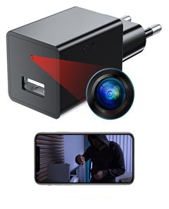 Mini slapta kamera USB įkroviklyje su WiFi