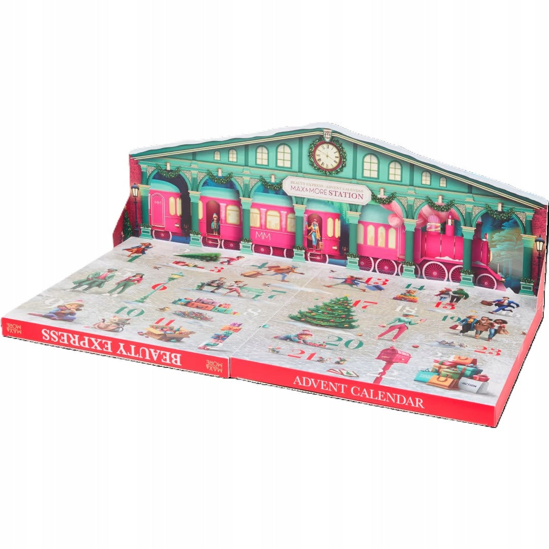 Advento kalendorius su kosmetika MAX & MORE Beauty Delux 2025 – prabangus veganiškas rinkinys moterims (24 dalys)