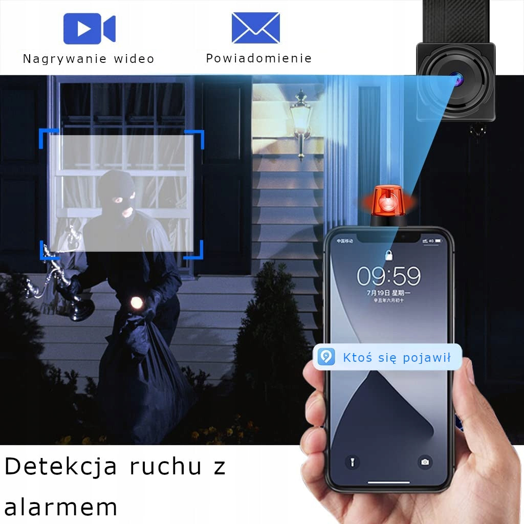 Micro HD WiFi šnipinėjimo kamera su Tuya išmaniuoju telefonu Android iOS programėle