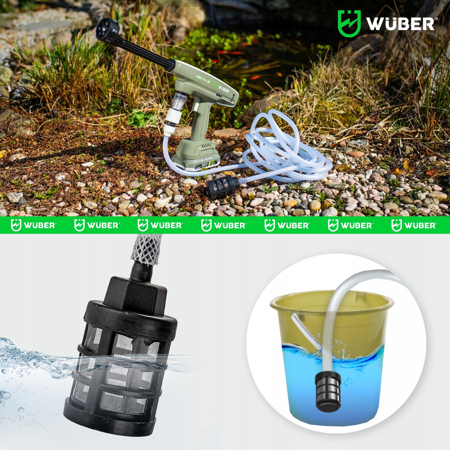 Belaidis aukšto slėgio plovimo įrenginys Wuber Share+System 20V (su akumuliatoriumi ir priedais)