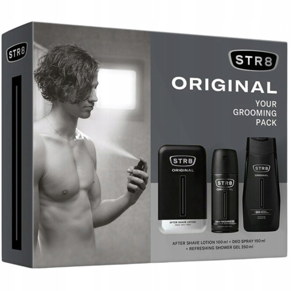 STR8 Original vyrų kosmetikos rinkinys – balzamas po skutimosi + dušo gelis + dezodorantas