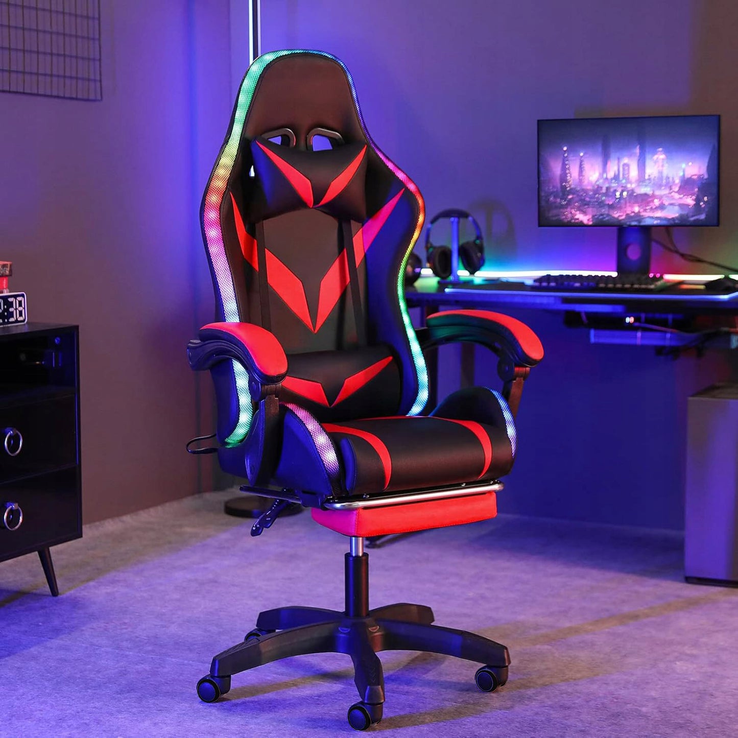 Lazy Gaming Chair Mark Nine (LC09) žaidimų kėdė su pakoju, masažu ir LED apšvietimu