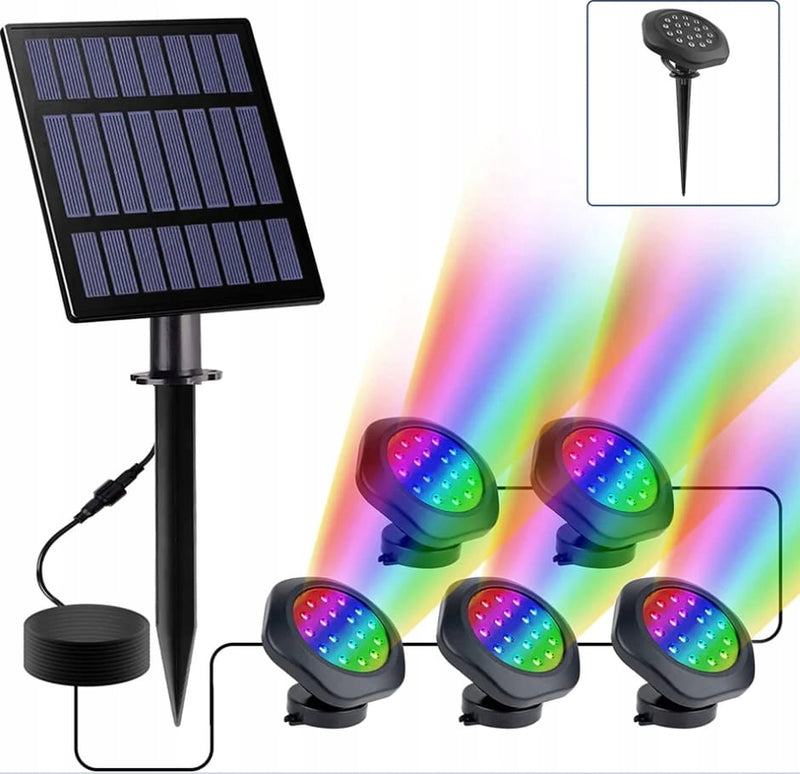 Saulės šviestuvų komplektas „S5403 RGB“, 5 × 1 W