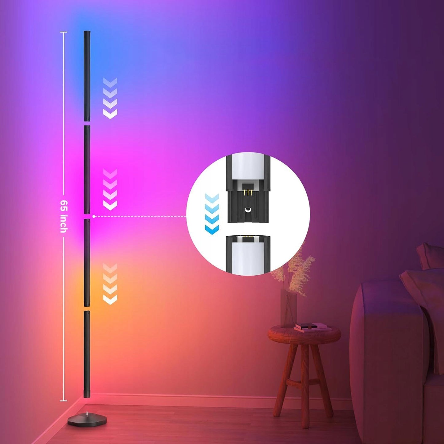 RGB LED kampinė lempa su nuotolinio valdymo pultu ir muzikos funkcija