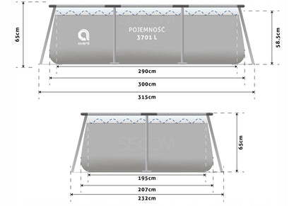 Stačiakampis baseinas Avenli, 300 x 207 cm, su filtru