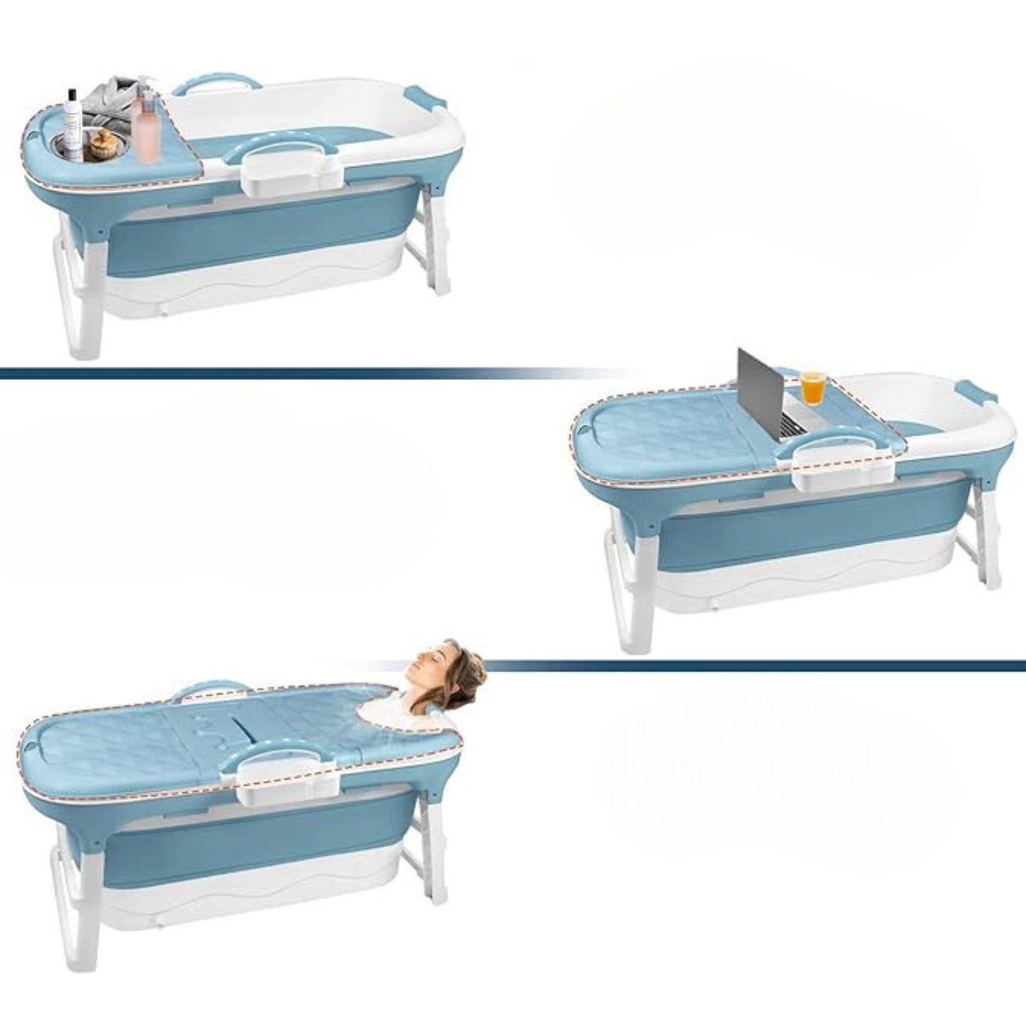 Sulankstoma mobili vonia su PVC dangčiu – 143 cm