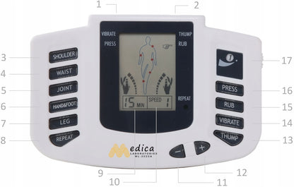 ML-2020A TENS EMS-Power Raumenų Elektrostimuliatorius su Priedais ir 28 Hidrogelio Elektrodais