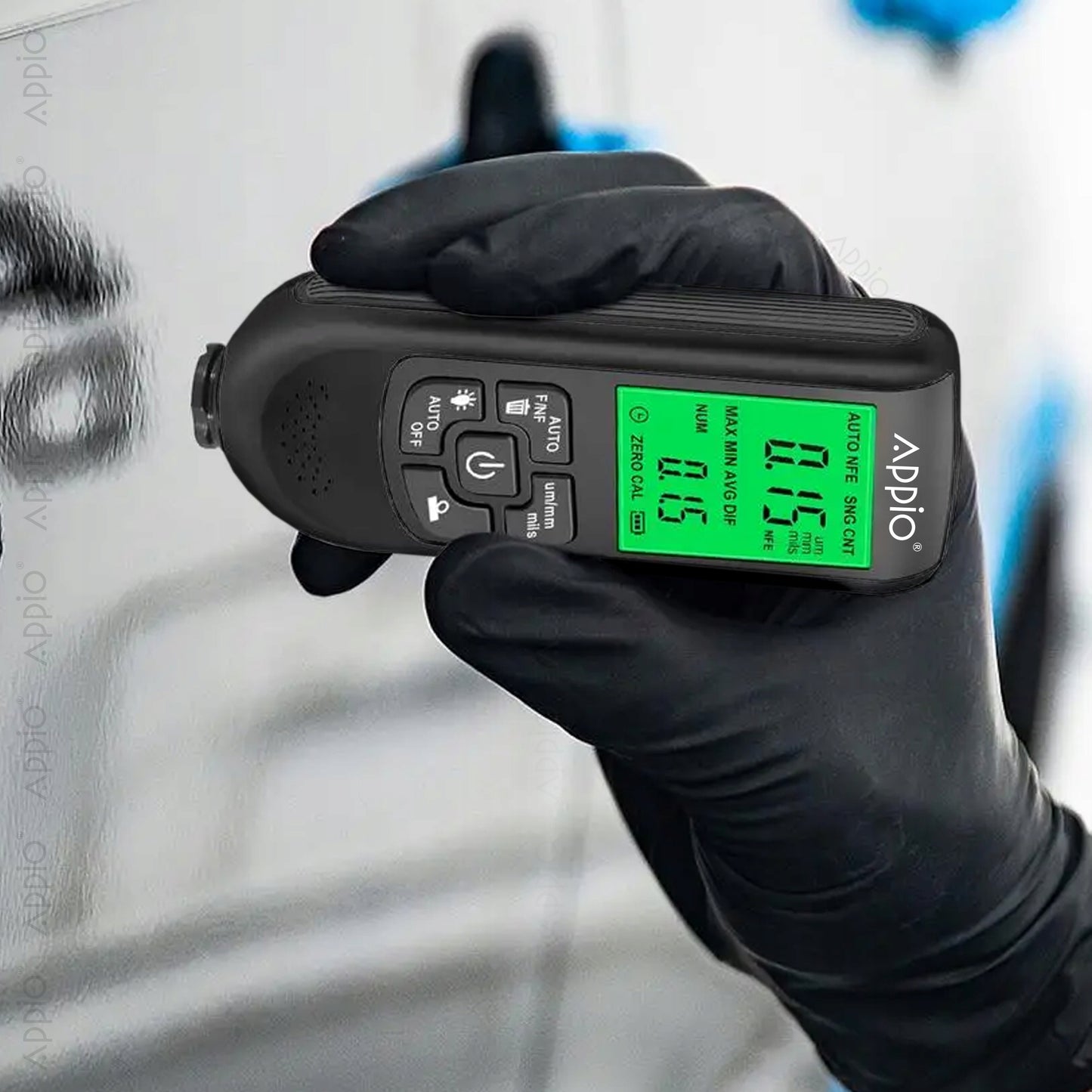 Dažų storio matuoklis su LCD ekranu 0–2000 µm APPIO