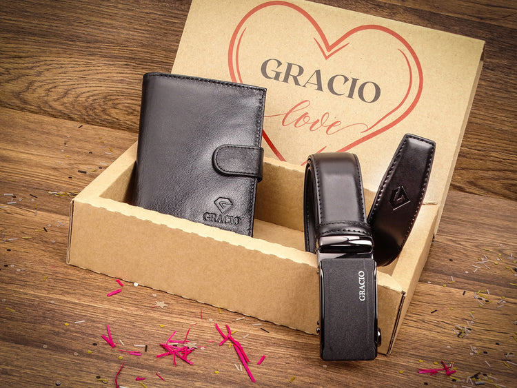 Diržo ir piniginės rinkinys „Gracio“, juodas