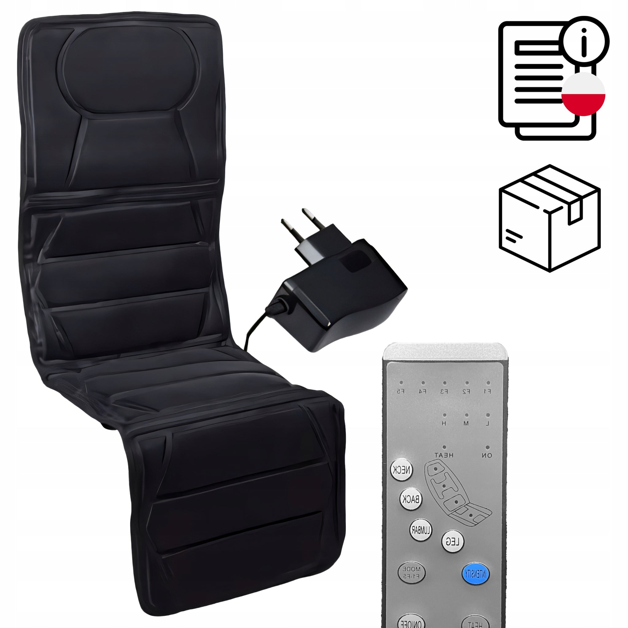 Vibruojanti masažo čiužinio tipo kilimėlis su šildymo funkcija – 12 variklių, 5 masažo režimai, valdymas pulteliu