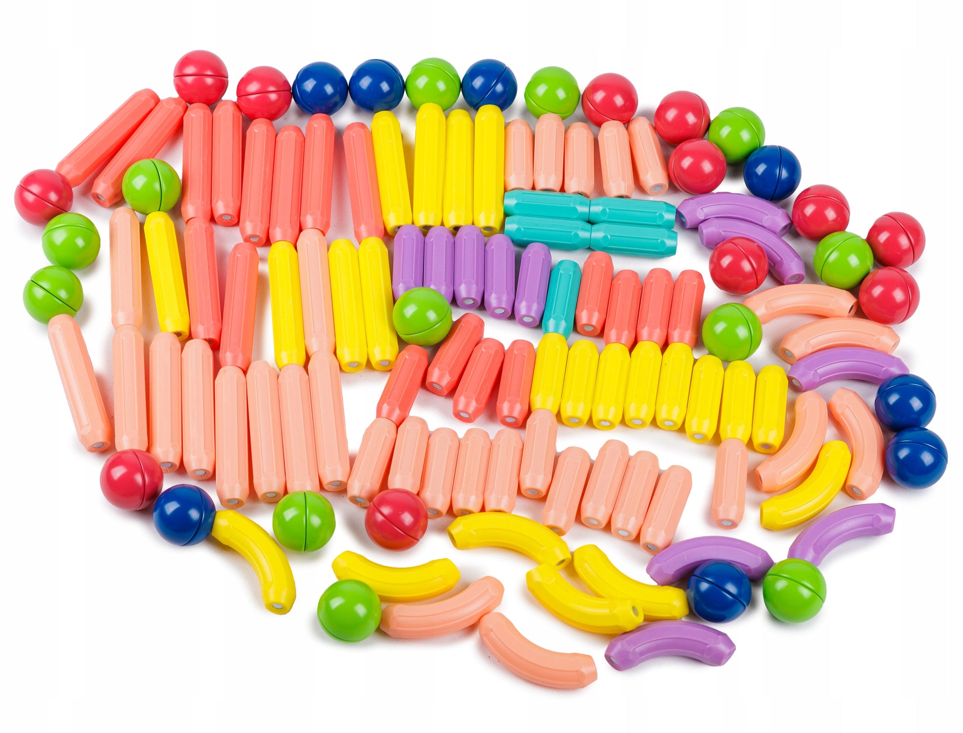 Magnetiniai konstruktoriaus blokeliai, edukacinis lazdelių rinkinys XXL, 120 vienetų "Kinderplay"