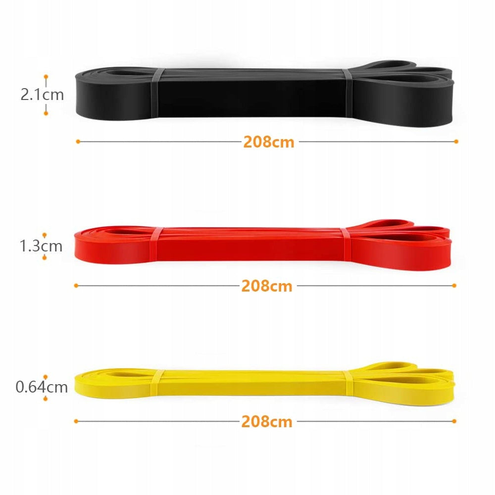 Treniruočių rinkinys – 3 skirtingo pasipriešinimo „PowerBand“ gumos iš natūralaus latekso