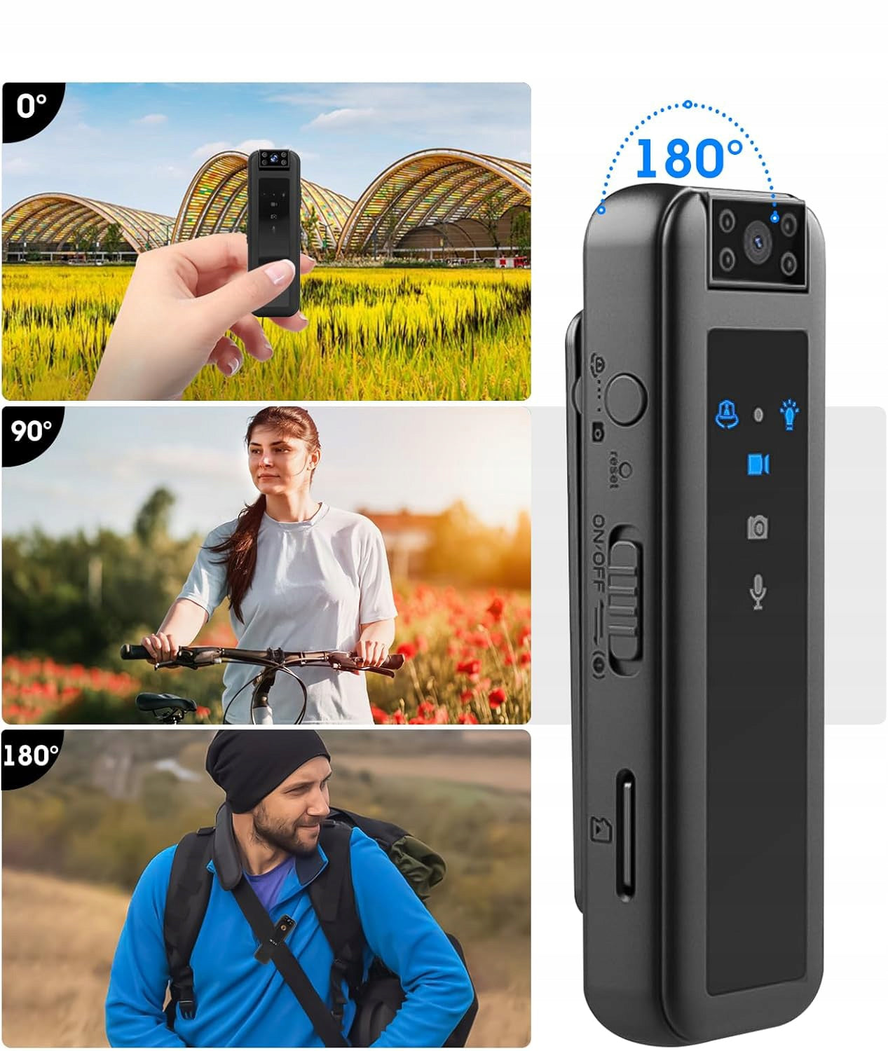 Slapta kamera su garso įrašymu – 1080P HD, 180° pasukama, 64GB atmintis