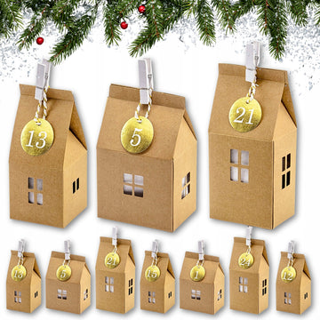 Advento kalendorius - nameliai 24 dalių rinkinys kraft popieriaus DIY Kalėdos