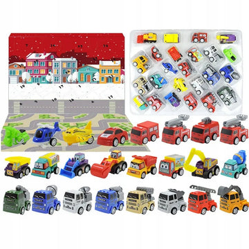 Advento kalendorius vaikams – Automobiliai 2025 | 24 dalių rinkinys su transporto priemonėmis