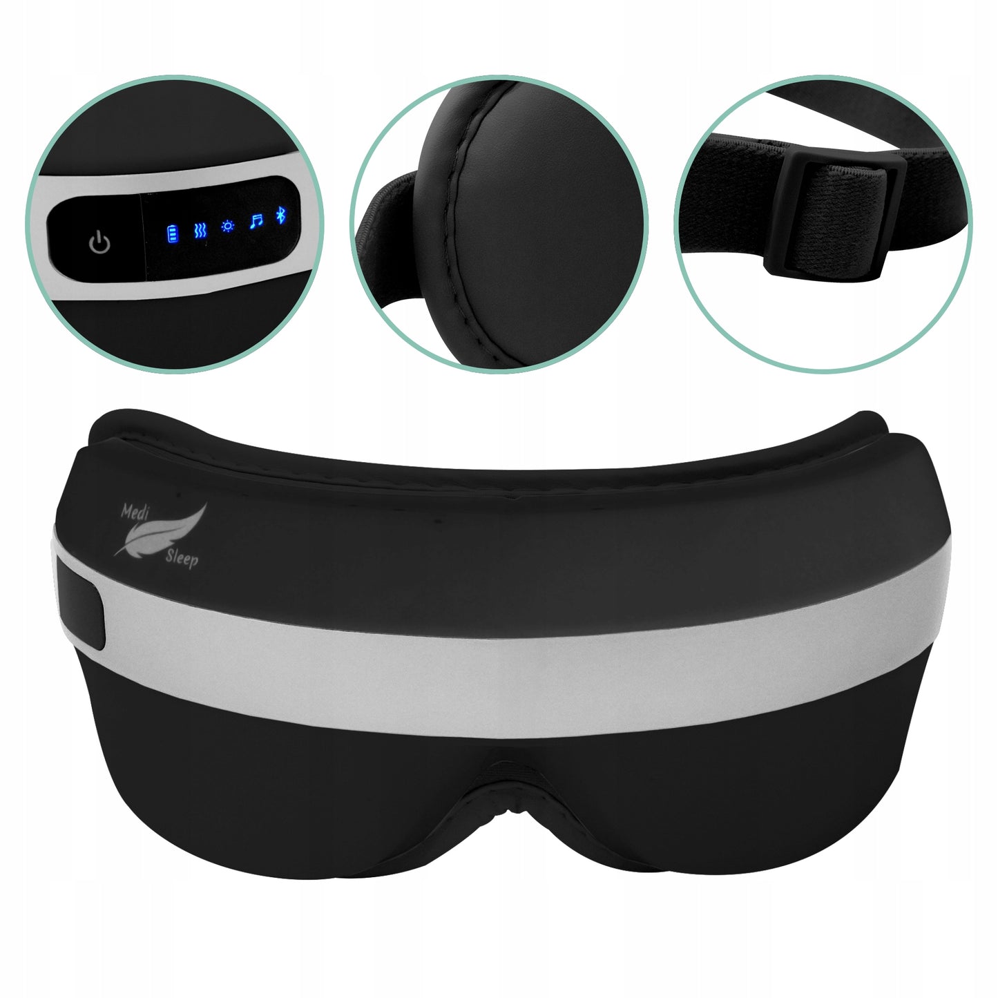 Išmanus akių masažuoklis Medi Sleep FD1818 su šildančiu kompresu, Bluetooth ir 4 masažo režimais