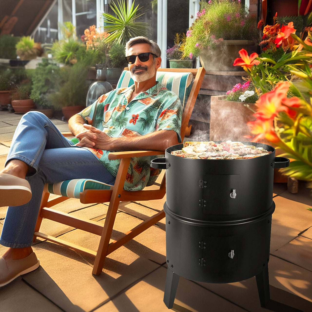Sodo grilis – rūkymo krosnelė 3in1 su termometru | Curron SmokeHouse GM8000