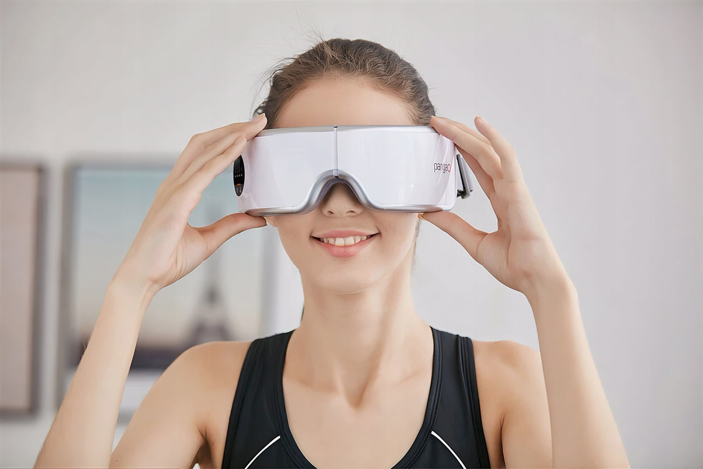 Akių ir smilkinių masažuoklis Pangao PG-2404G5 su šildymo funkcija, oro kompresija ir Bluetooth