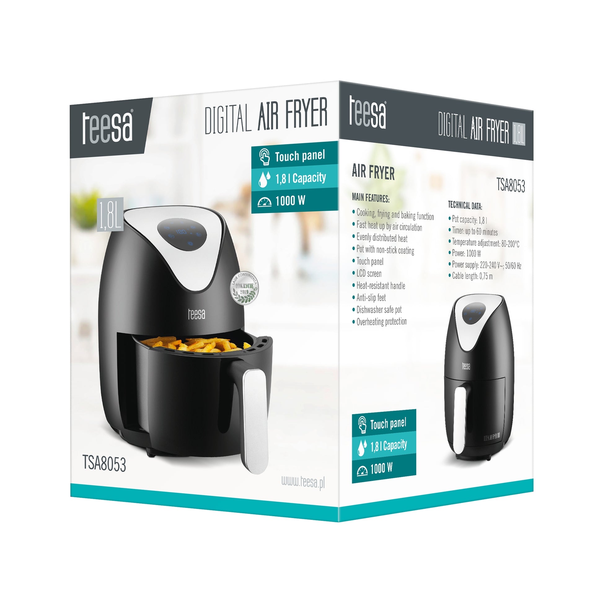 Karšto oro gruzdintuvė Teesa Digital Air Fryer 1.8L