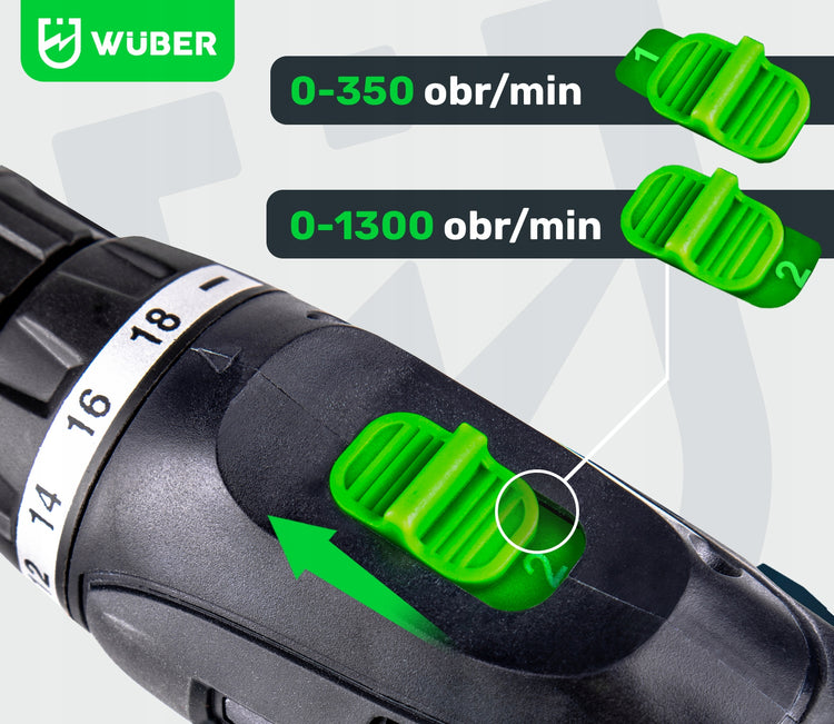 Gręžtuvas-suktuvas „Wuber“, 18 V, 2 akum.