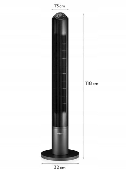 Vertikalus koloninis ventiliatorius su WiFi, valdymo pulteliu, jonizatoriumi ir aromaterapija Mozano Smart Breeze Aroma XXL